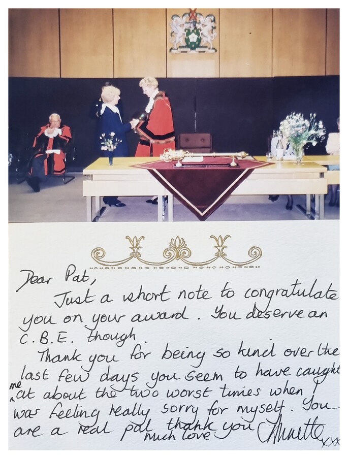 CLB's late president Pat Spence receiving an award